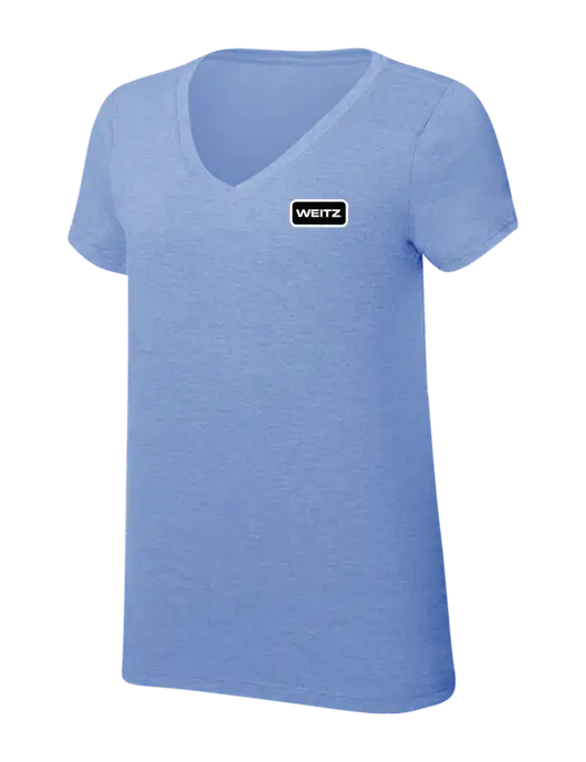 Womens Simply Soft V-Neck Maritime Frost 4.5oz  Poly/Combed Ring Spun Cotton T-Shirt w/Weitz Logo