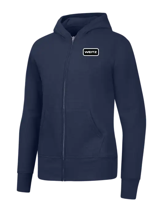 Navy Womens Core Fleece Full-Zip Hooded Sweatshirt w/Weitz Logo