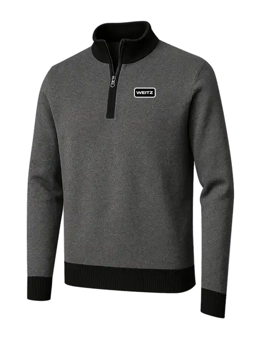 Brooks Brothers Black/Dark Grey Washable Merino Birdseye 1/4-Zip Sweater w/Weitz Logo