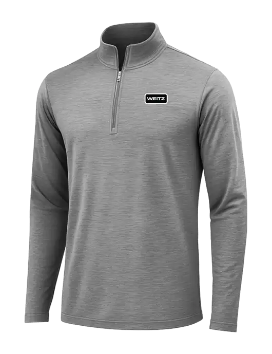 Dark Grey Heather Posicharge Tri-Blend Wicking 1/4 Zip Pullover w/Weitz Logo