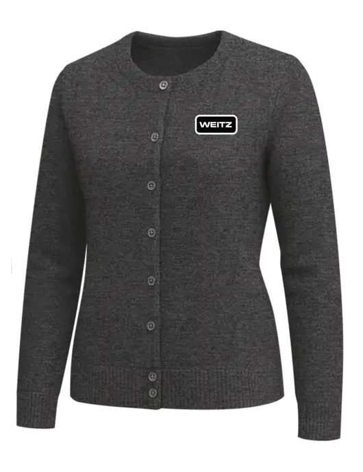 Brooks Brothers Womens Dark Grey Heather Washable Merino Cardigan Sweater w/Weitz Logo