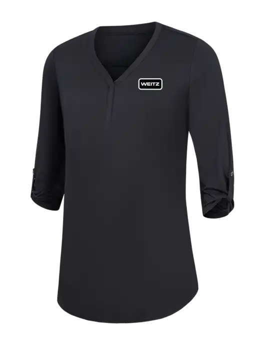 Womens Black City Stretch 3/4-Sleeve Tunic w/Weitz Logo