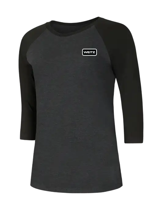 Womens Simply Soft 3/4 Sleeve Black/Black Frost Ring Spun Cotton T-Shirt w/Weitz Logo