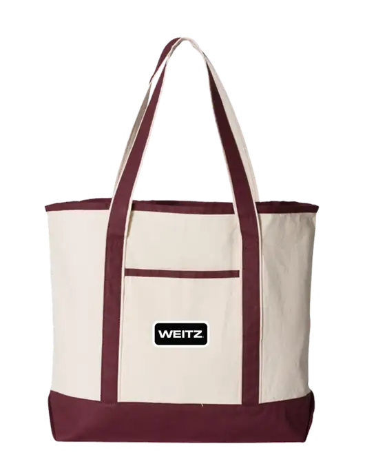 Natural/Maroon Large Canvas Deluxe Tote w/Weitz Logo