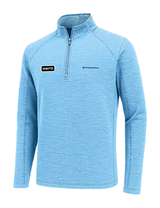 Vineyard Vines Very Light Heather Sapphire Sankaty Quarter-Zip Pullover
 w/Weitz Logo