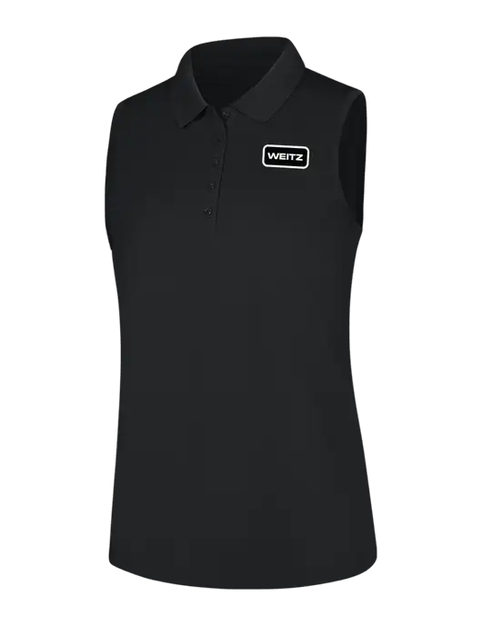 Womens Black Dry Zone UV Micro-Mesh Sleeveless Polo w/Weitz Logo
