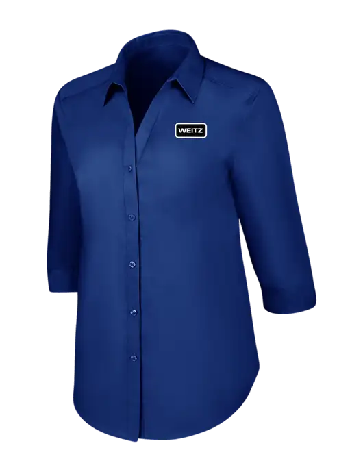 Womens Royal 3/4 Sleeve Carefree Poplin Shirt w/Weitz Logo