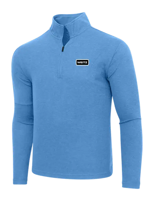 Adidas Light Blue Heather 3 Stripes Quarter Zip Sweater w/Weitz Logo