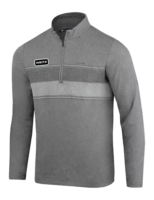 TravisMathew Balboa Chest Stripe Dark Grey Heather Quarter Zip w/Weitz Logo