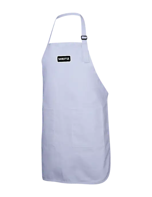 Full-Length White Apron With Pockets w/Weitz Logo