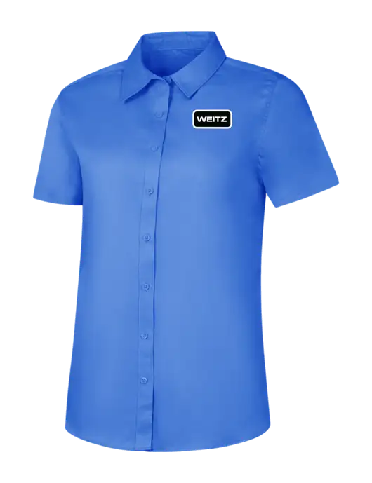 Womens Dark Carolina Blue Short Sleeve Superpro React Twill Shirt w/Weitz Logo