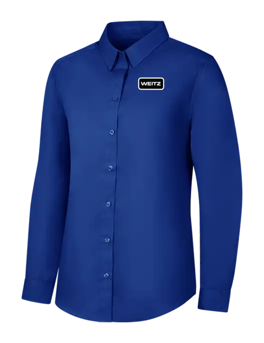 Womens Royal Long Sleeve Carefree Poplin Shirt w/Weitz Logo