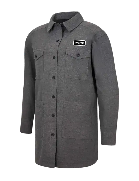 Mercer+Mettle Womens Medium Grey Heather Long Sleeve Twill Overshirt w/Weitz Logo