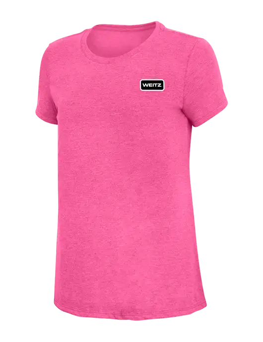 Womens Simply Soft Fuchsia Frost 4.5oz Poly/Combed Ring Spun Cotton T-Shirt w/Weitz Logo