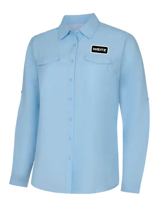 Womens Light Blue Long Sleeve UV Daybreak Shirt w/Weitz Logo