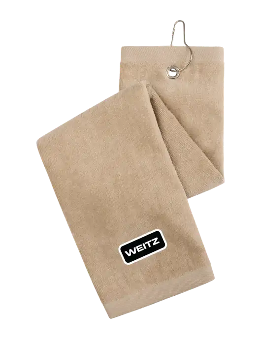 Khaki Tri-Fold Golf Towel with Grommet w/Weitz Logo