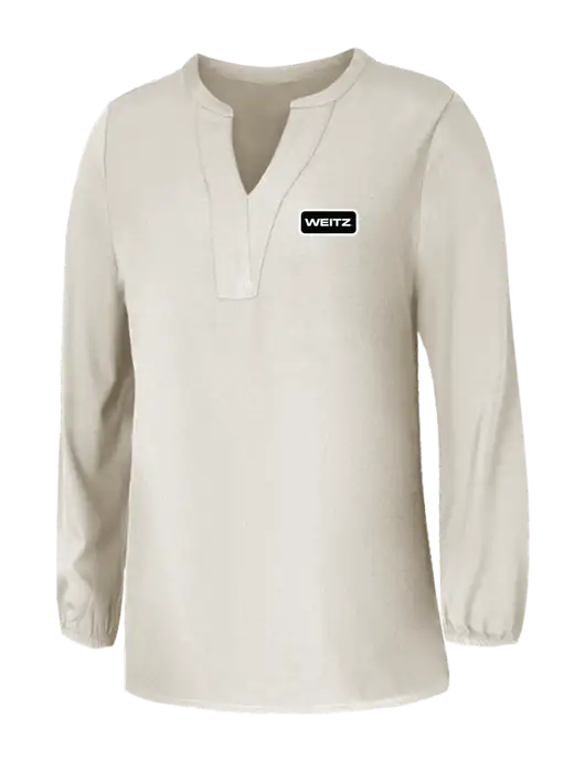 Mercer+Mettle Womens Ivory Stretch Crepe 3/4 Sleeve Blouse w/Weitz Logo