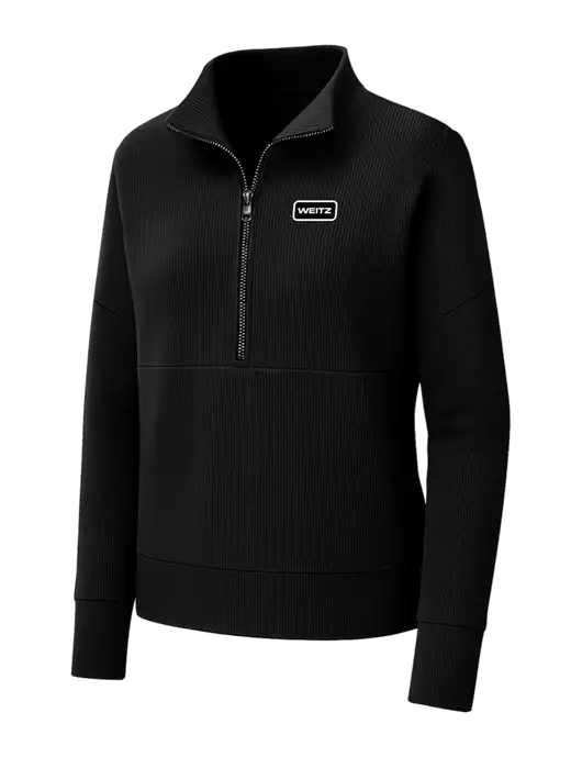 Mercer+Mettle Womens Black Linear Texture Quarter Zip w/Weitz Logo