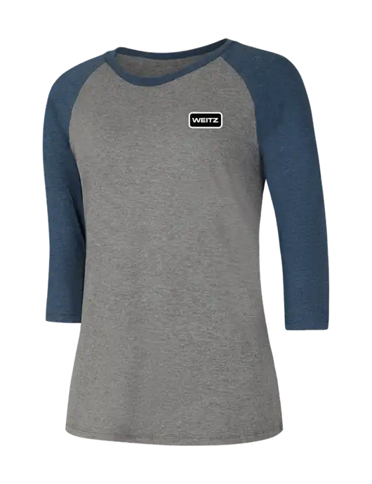 Womens Simply Soft 3/4 Sleeve Navy Frost/Grey Frost Ring Spun Cotton T-Shirt w/Weitz Logo