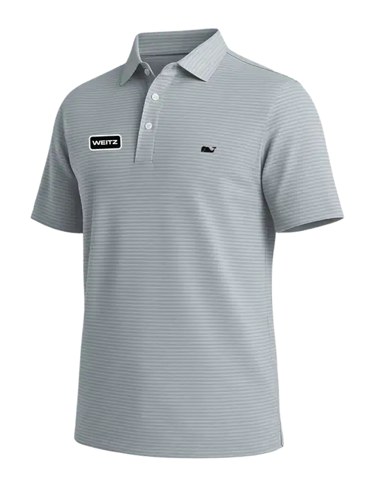 Vineyard Vines Bradley Medium Grey Stripe Sankaty Polo w/Weitz Logo