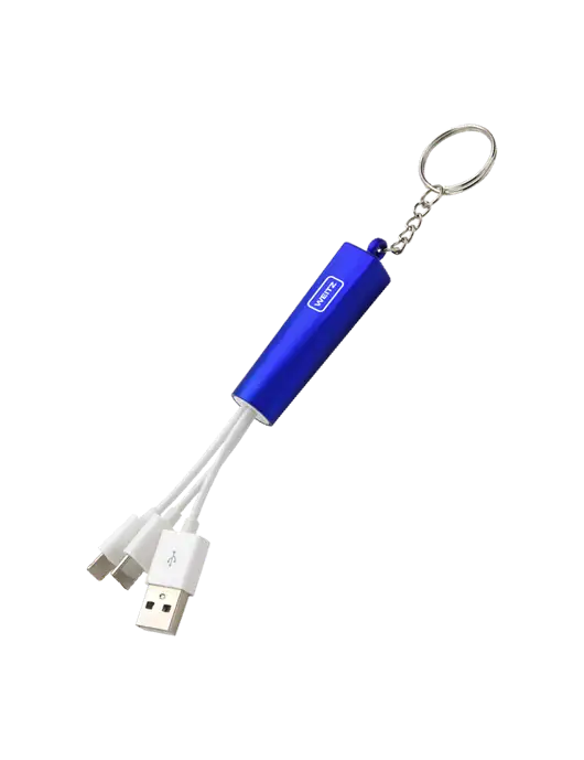Blue Light-Up Charging Cable with Key Ring w/Weitz Logo