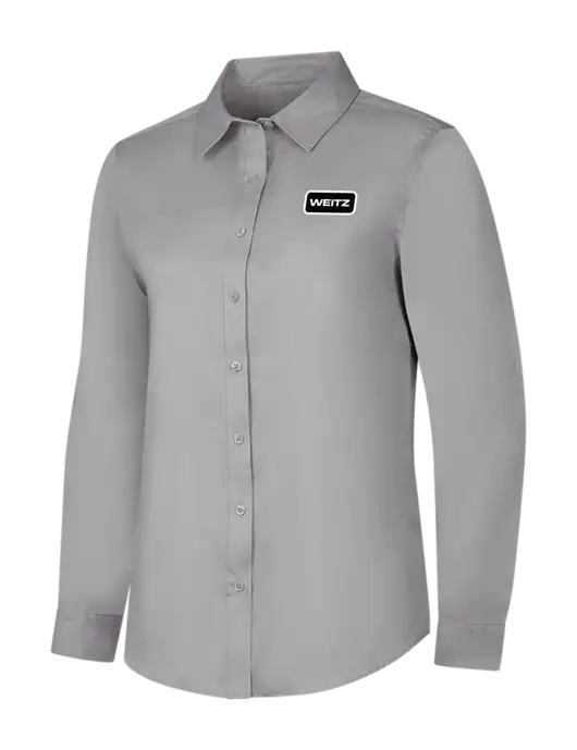 Light Grey Womens Long Sleeve Superpro React Twill Shirt w/Weitz Logo