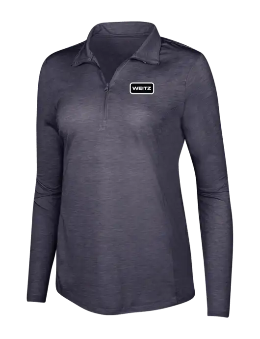 True Navy Heather Womens Posicharge Tri-Blend Wicking 1/4 Zip Pullover w/Weitz Logo