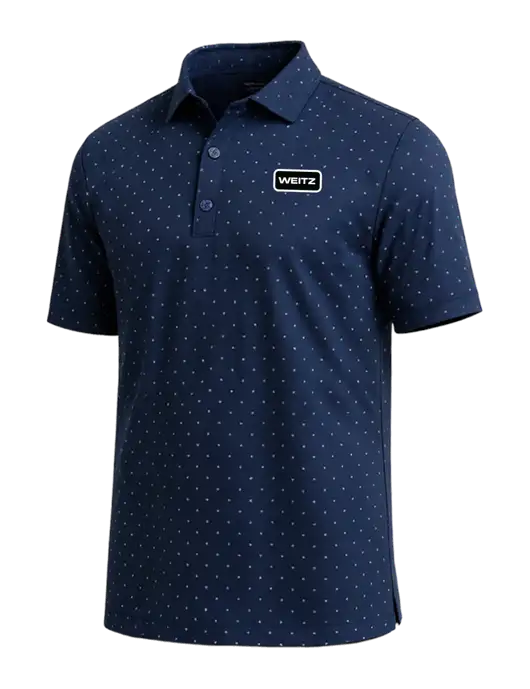 Callaway Micro Chev Dark Navy Print Polo w/Weitz Logo