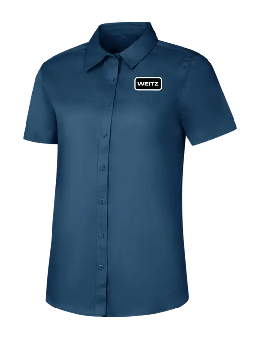 Womens Light Navy Short Sleeve Superpro React Twill Shirt w/Weitz Logo