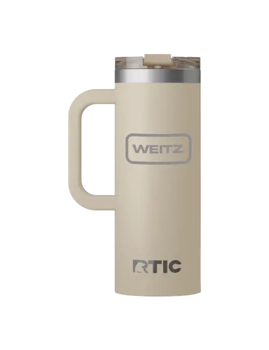 RTIC Road Trip 20 oz Tan Travel Mug w/Weitz Logo