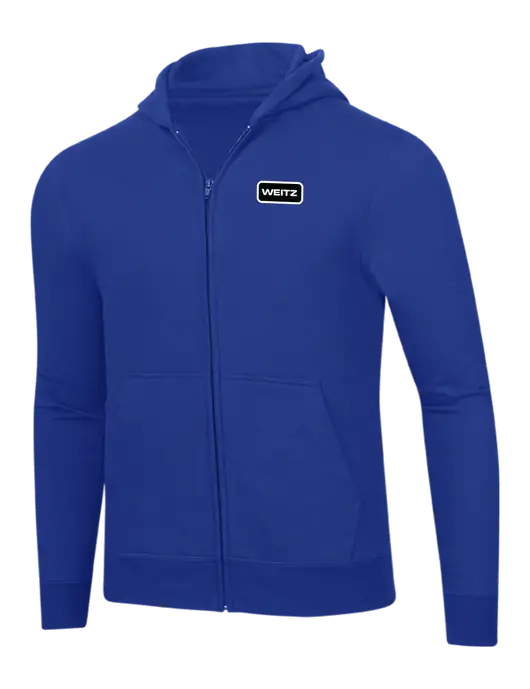 True Royal 8.5 oz Ring Spun Zip Hooded Sweatshirt w/Weitz Logo