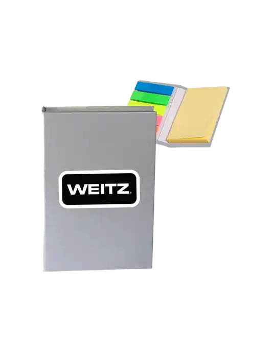 Light Medium Grey Micro Sticky Note Pad, 2 x 3.25 w/Weitz Logo