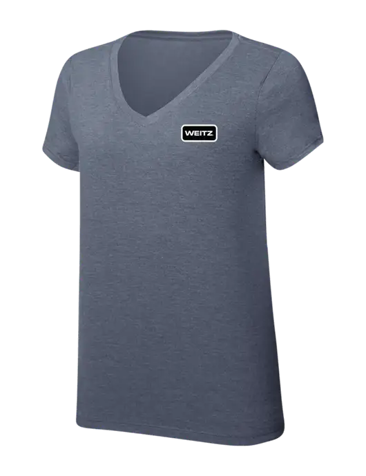 Womens Simply Soft V-Neck Navy Frost 4.5oz  Poly/Combed Ring Spun Cotton T-Shirt w/Weitz Logo