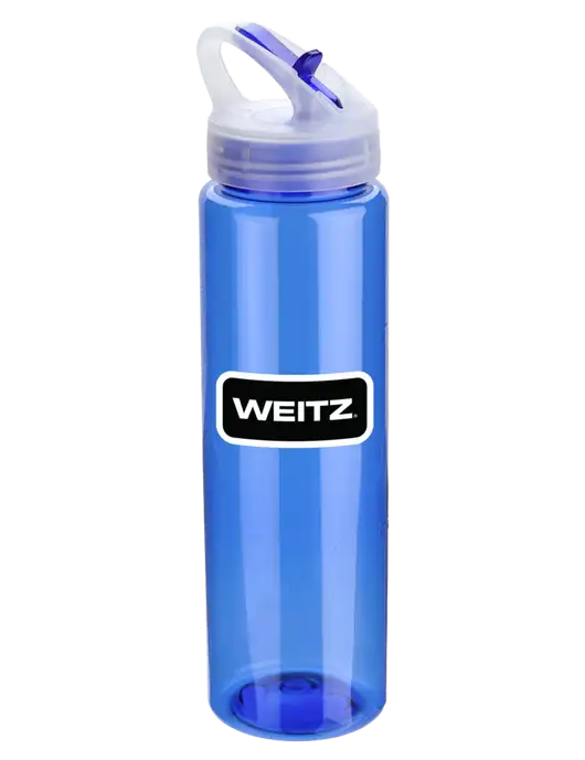 Buddy Blue 32 oz PET Bottle with Flip Lid w/Weitz Logo
