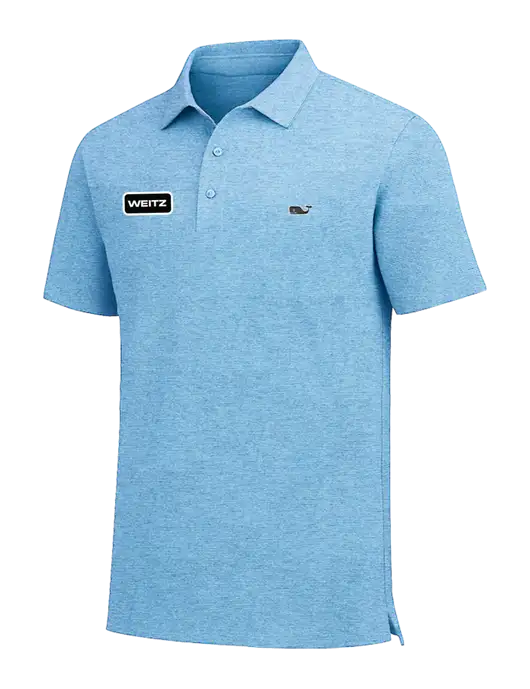 Vineyard Vines Destin Stripe Light Blue Sankaty Polo w/Weitz Logo
