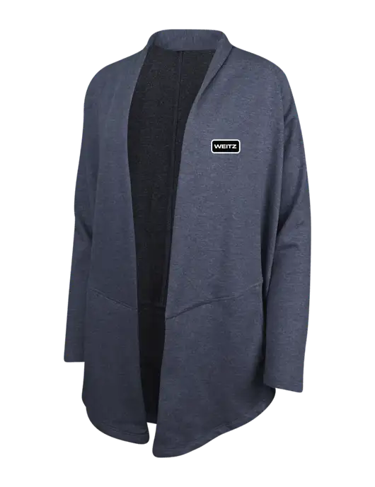 Estate Blue Heather/Charcoal Heather Womens Interlock Cardigan w/Weitz Logo