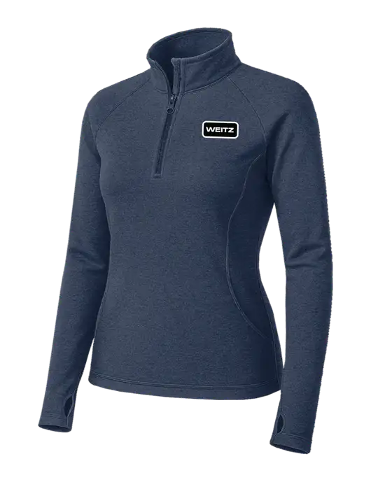 Navy Heather Womens Sport Wick Stretch 1/4 Zip Pullover w/Weitz Logo