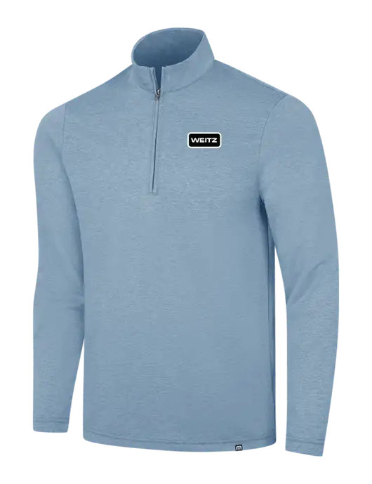 TravisMathew Light Blue Heather Coveside ¼-Zip w/Weitz Logo