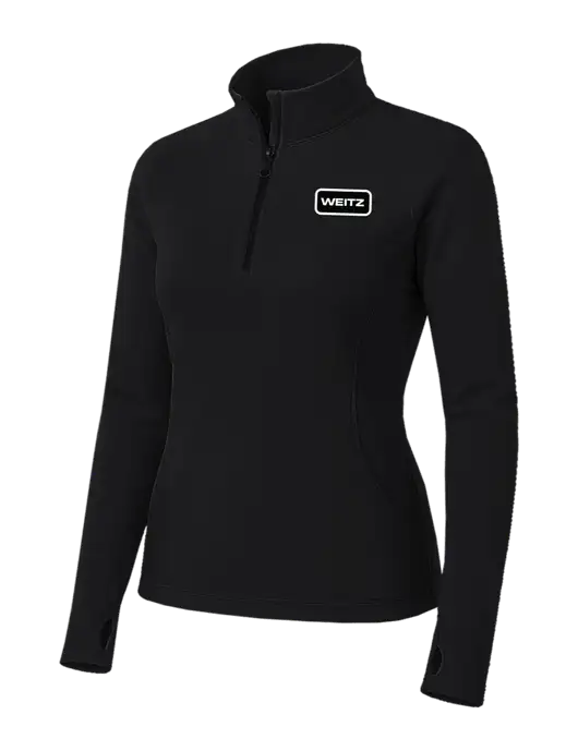 Womens Black Sport Wick Stretch 1/4 Zip Pullover w/Weitz Logo