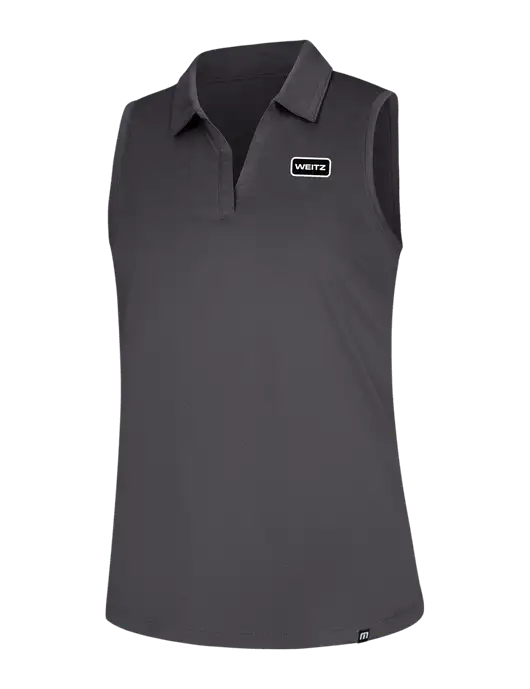 TravisMathew Womens Dark Medium Grey Coto Performance Sleeveless Polo w/Weitz Logo