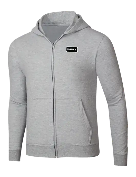 Light Grey Heather 8.5 oz Ring Spun Zip Hooded Sweatshirt w/Weitz Logo
