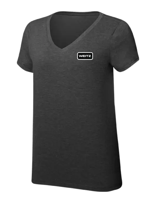Womens Simply Soft V-Neck Black Frost 4.5oz  Poly/Combed Ring Spun Cotton T-Shirt w/Weitz Logo