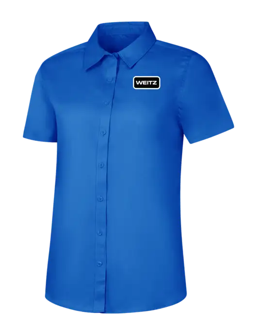 Womens Short Sleeve Royal Blue Superpro React Twill Shirt w/Weitz Logo