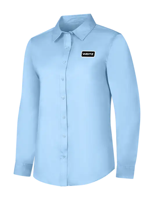 Womens Light Blue Long Sleeve Superpro React Twill Shirt w/Weitz Logo