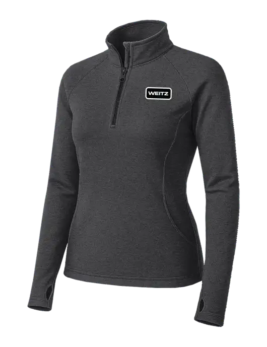 Dark Grey Heather Womens Sport Wick Stretch 1/4 Zip Pullover w/Weitz Logo