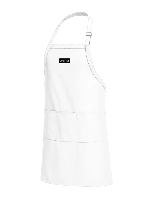 Easy Care Extra Long Bib White Apron with Stain Release w/Weitz Logo