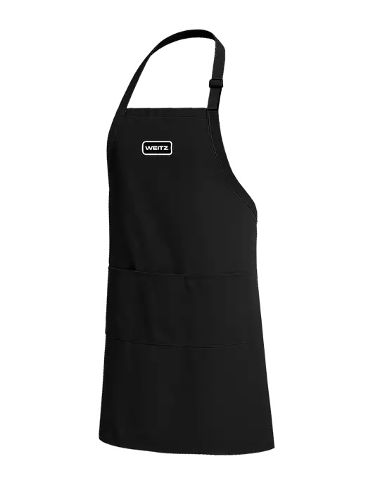 Easy Care Extra Long Bib Black Apron with Stain Release w/Weitz Logo