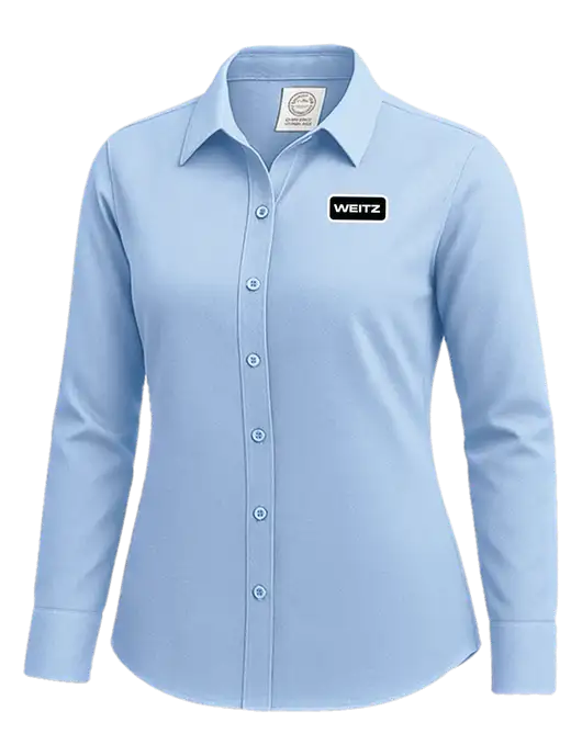 Brooks Brothers Womens Light Blue Wrinkle-Free Stretch Nailhead Shirt w/Weitz Logo