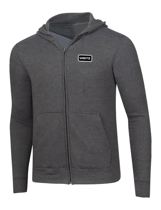 Dark Heather Grey 8.5 oz Ring Spun Zip Hooded Sweatshirt w/Weitz Logo