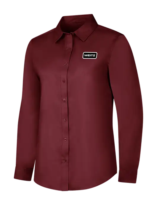 Maroon Womens Long Sleeve Superpro React Twill Shirt w/Weitz Logo